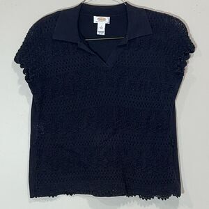 Cute Black Knit Talbots Petite  Top. Size X (1X)